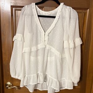 Blu Pepper White Ruffled Blouse